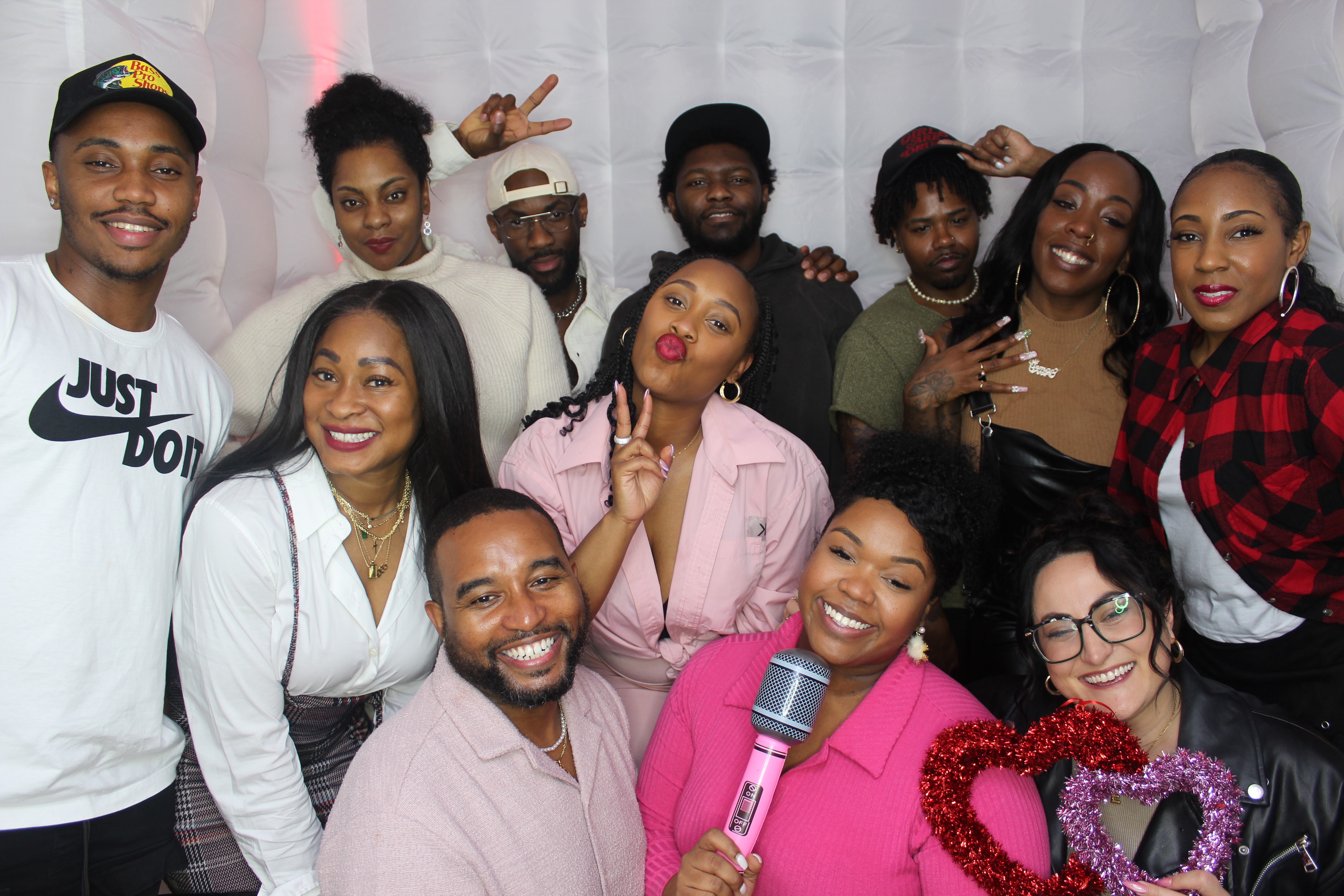 Group of friends enjoying the Lumina Photo Booth